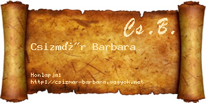 Csizmár Barbara névjegykártya